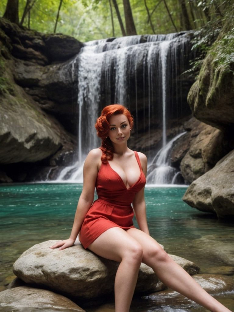 Sandy Divine at waterfall.